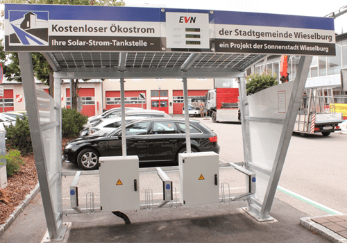 Foto der Ökostrom E-Tankstelle der Stadtgemeinde Wieselburg