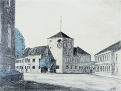 Der Entwurf des Architekten Anton Valentin für das Rathaus der Stadtgemeinde Wieselburg