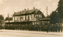 Historische Darstellung des Bahnhofs der Stadtgemeinde Wieselburg