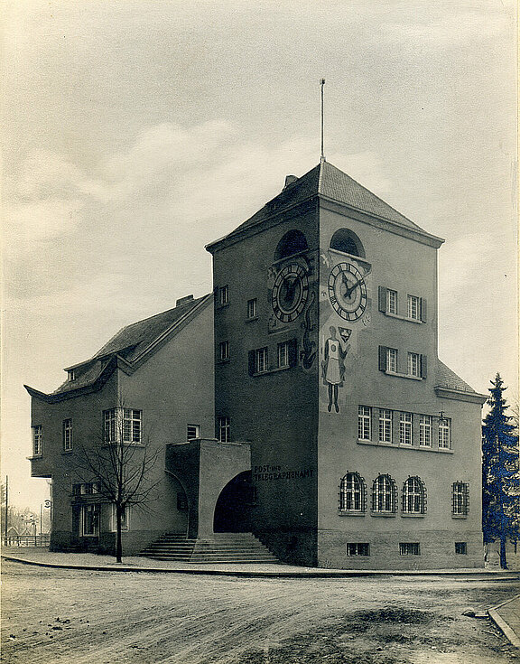 Historische Darstellung des Rathauses der Stadtgemeinde Wieselburg kurz nach Fertigstellung